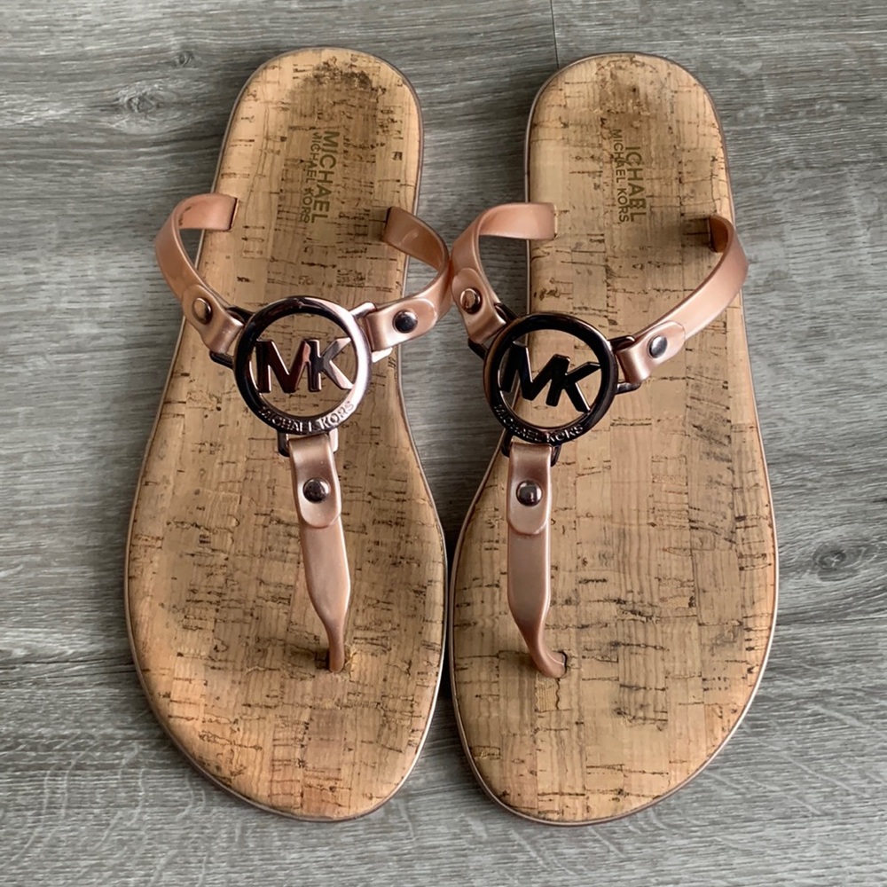 Michael Kors Champagne Jelly Cork Flat Sandals